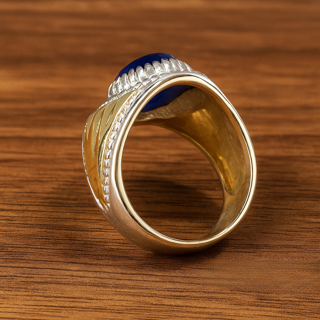Anillo bicolor con circón azul – REF D04
