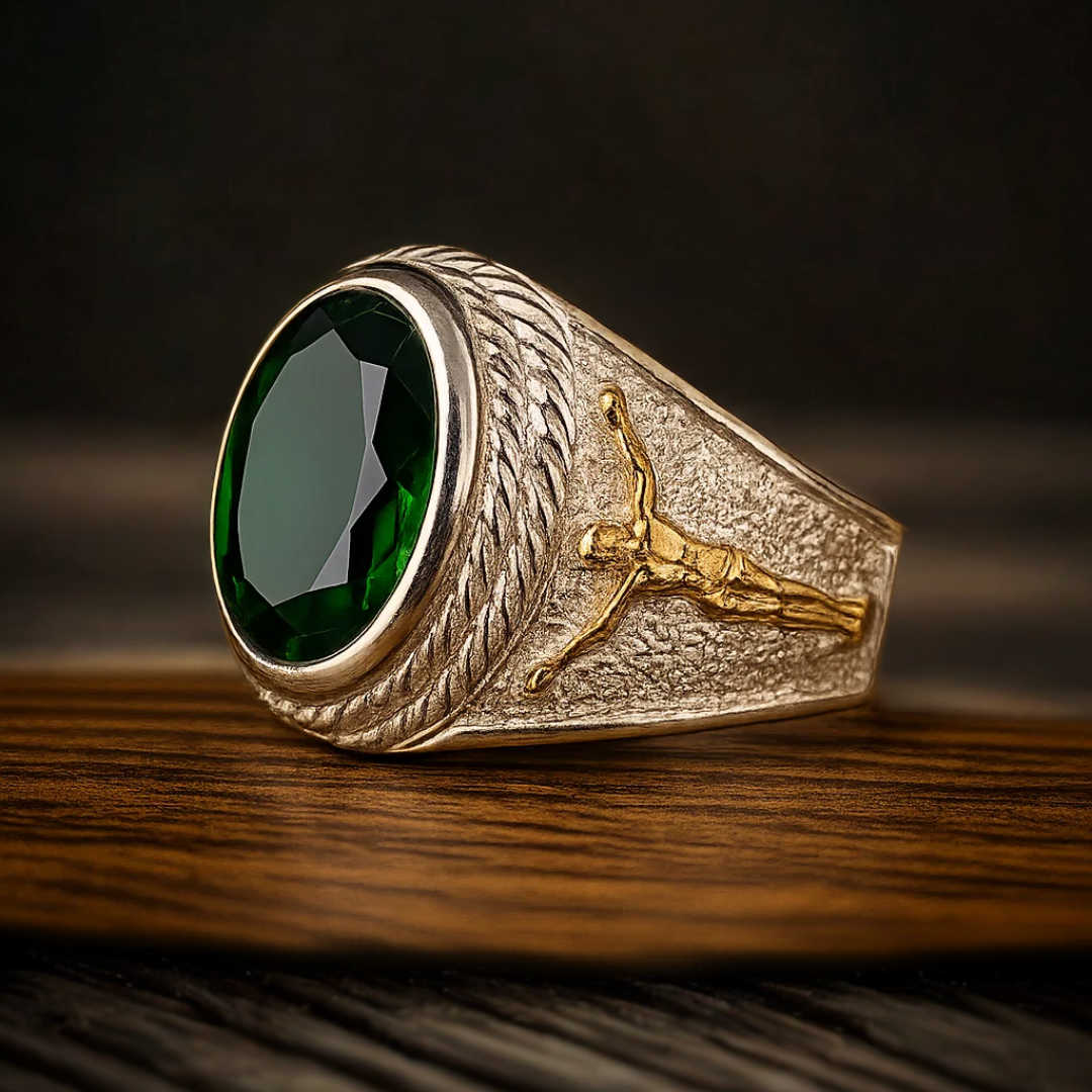 Anillo bicolor con circon verde – REF I09