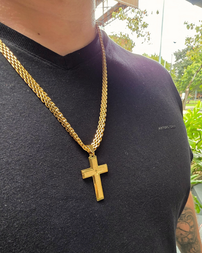 Cadena Tejido Chino con Cruz Padre Nuestro ✝️