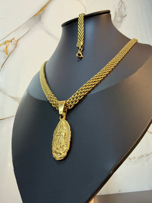 Cadena y Pulsera Chinesca + Virgen de Guadalupe🌹 ✝️