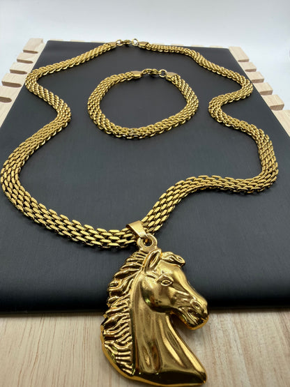 Cadena y Pulsera Chinesca + Caballo Sólido