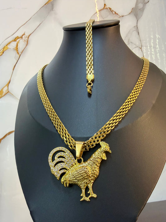 Cadena y Pulsera Chinesca + Gallo Ganador