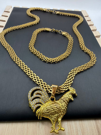 Cadena y Pulsera Chinesca + Gallo Ganador