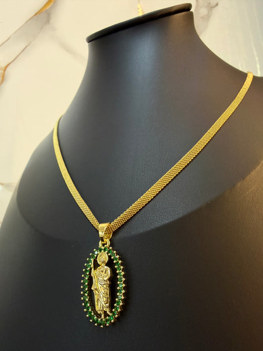 Cadena Tejido Chino Delgada + San Judas Tadeo Circones