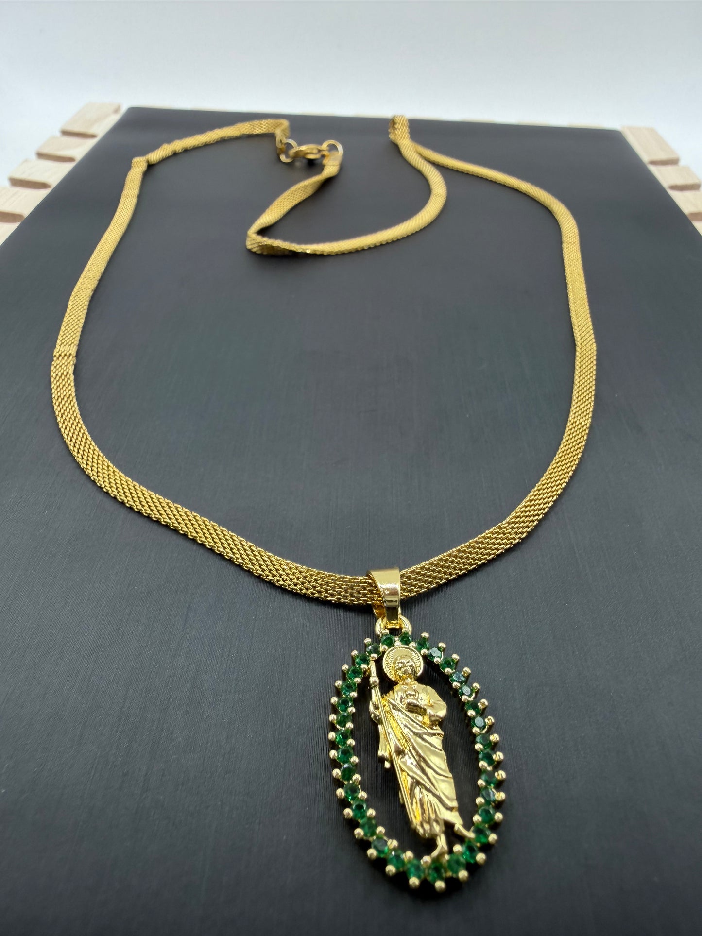 Cadena Tejido Chino Delgada + San Judas Tadeo Circones