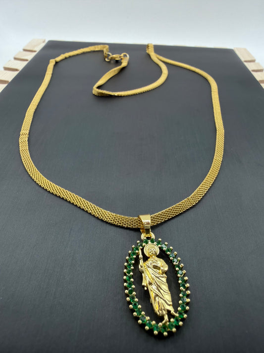 Cadena Tejido Chino Delgada + San Judas Tadeo Circones