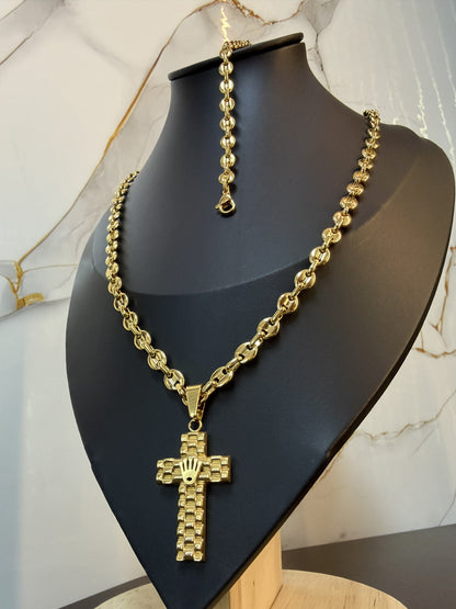 Cadena y Pulsera Gucci + Cristo Rolex