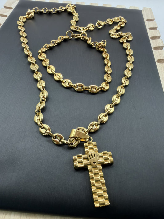 Cadena y Pulsera Gucci + Cristo Rolex